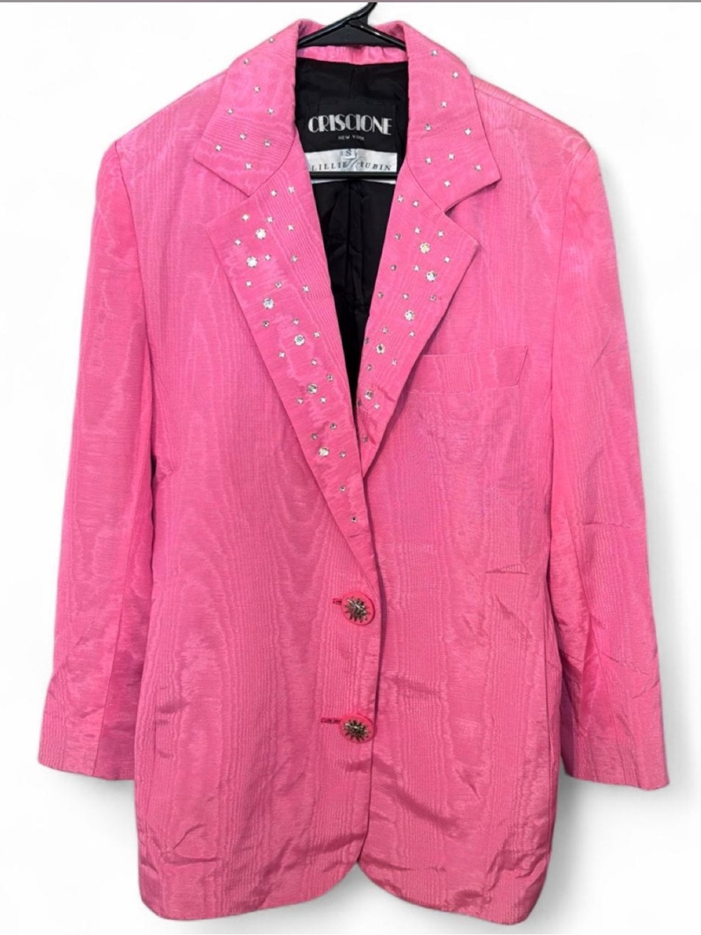 Criscione Pink rhinestone Single-Breasted Blazer